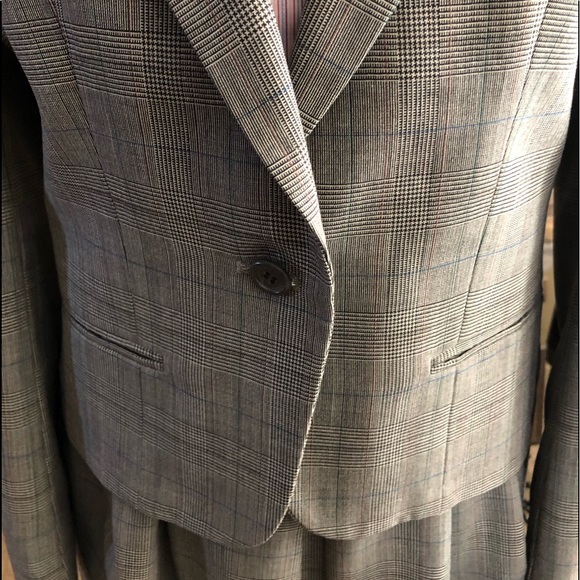 WOOLF BROTHERS Ladies Gray Glen Plaid Worsted Wool Suit with Skirt - Size 6 - Picture 5 of 14